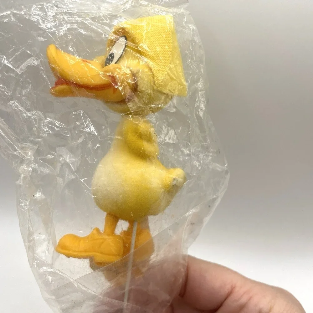 2 Vintage Masco Flowers Flocked‎ Pink Yellow Ducks Floral Picks Hong Kong NOS